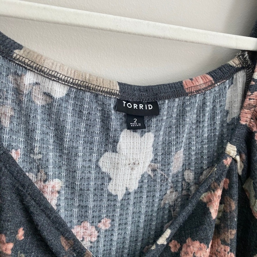 Torrid Sweetheart Cinched Babydoll Top Floral Women Size 2X Dark Romantic - Picture 4 of 8